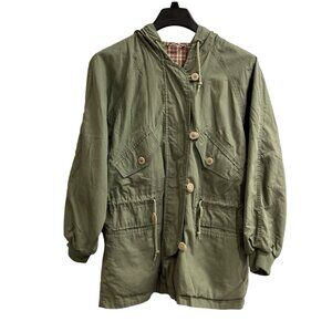 Vintage Mulberry Street Surplus Jacket Women Utility Green Cargo Gorpe Chore Y2K